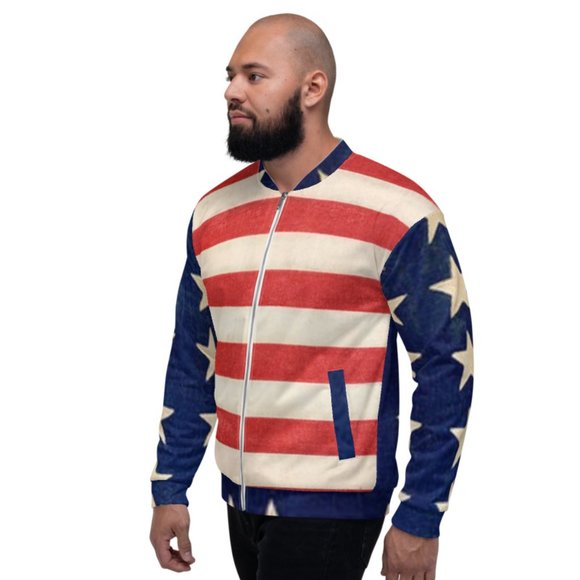 Vintage Flag of the United States of America Unisex Bomber Jacket - Picture 2 of 6